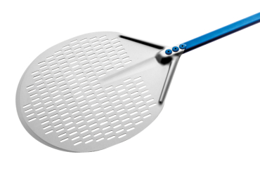Azzurra Line aluminiums pizzaspade Ø33cm, rundt perforeret hoved håndtag 120cm